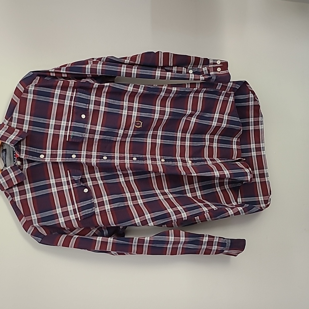 Men's small town hillfare blue and Red all sleeve button down